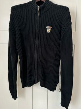 Rip Curl Black Ribbed Zip-Up Sweater with Shield Patch XL